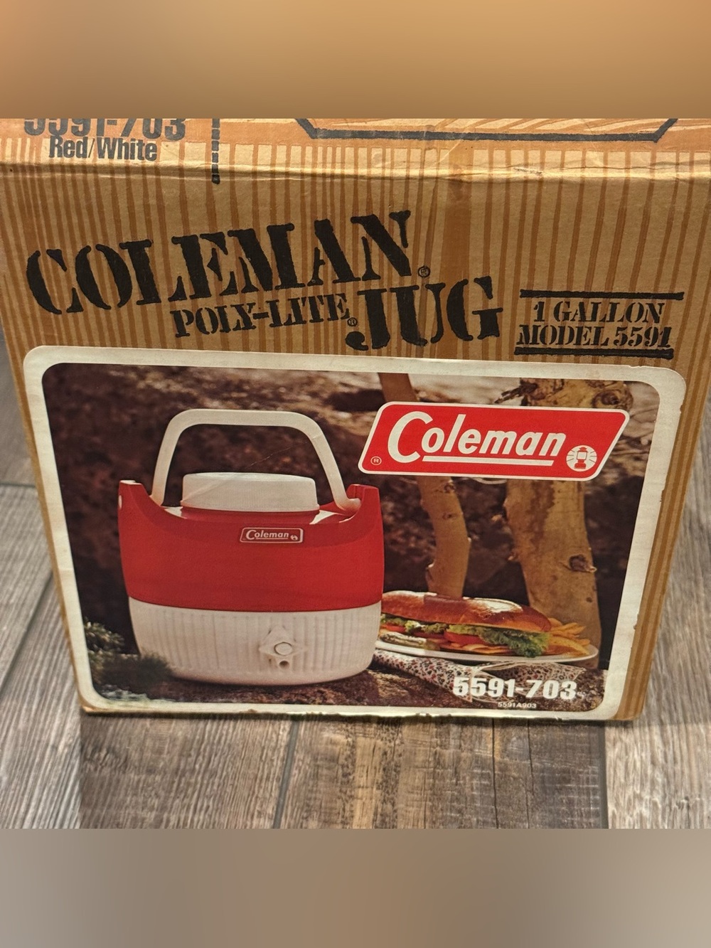 Vintage 1 Gallon Coleman Water Jug Cooler RED White Made In USA Spigot